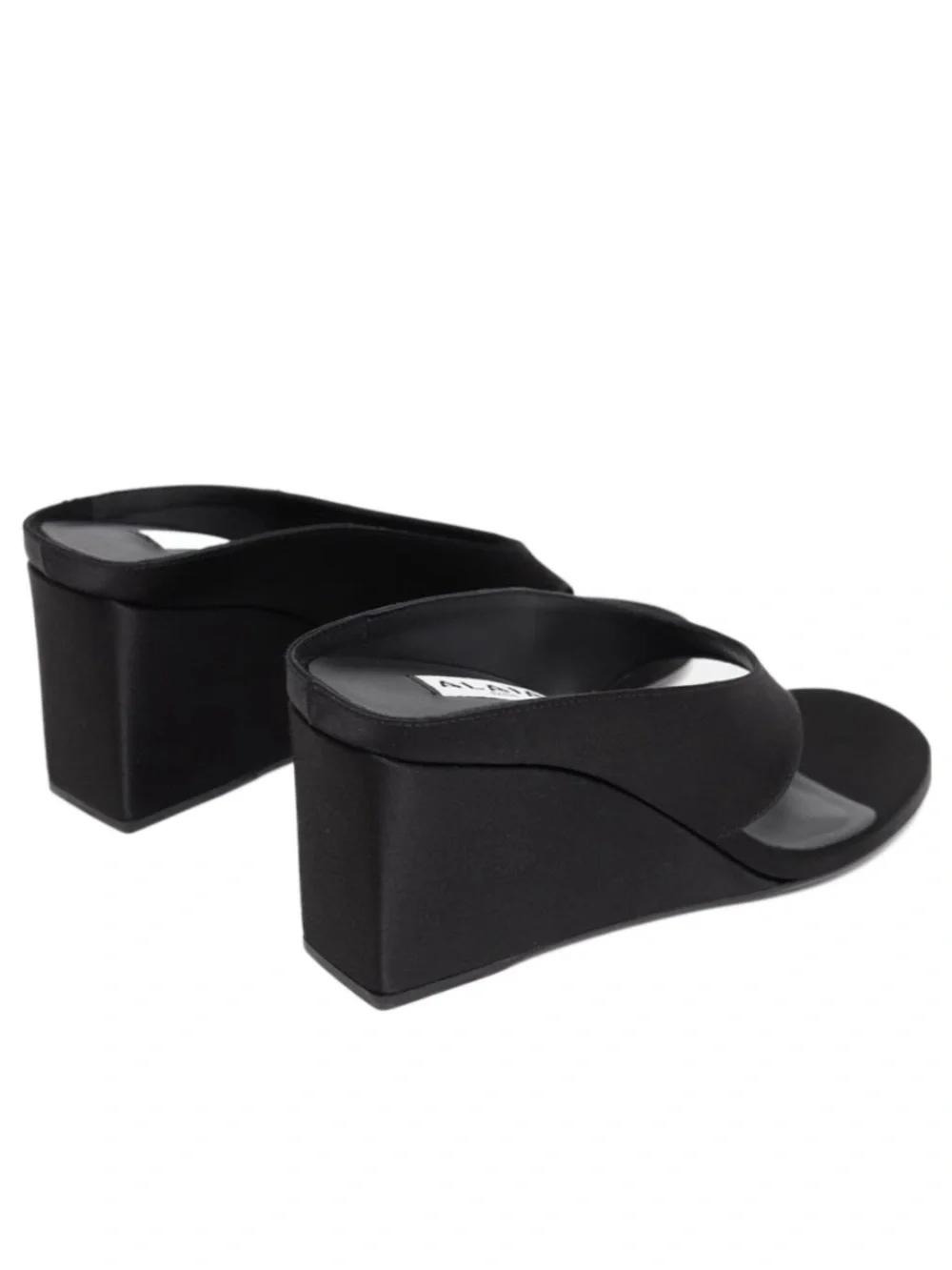 ALAÏA 2026 Black Wedge Thong Sandals